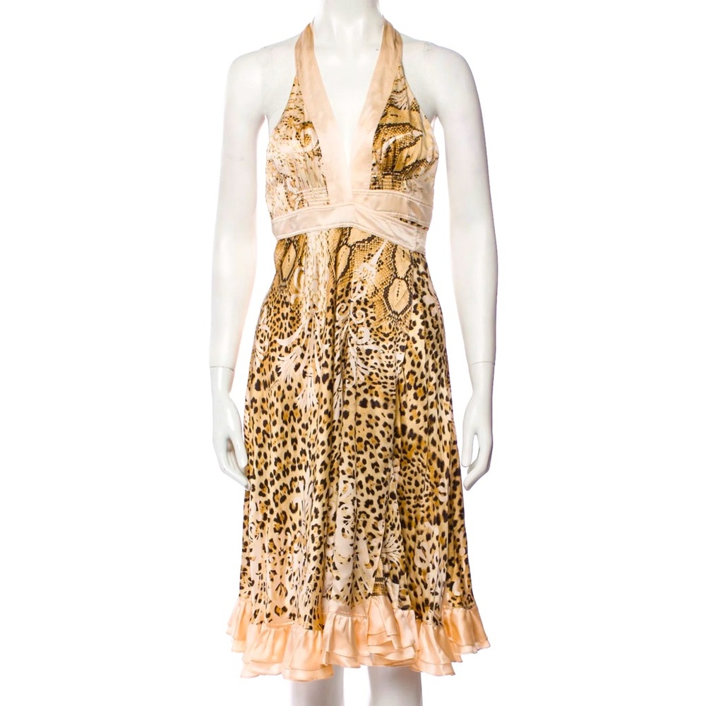 Roberto Cavalli Vintage Like New 100% Silk Leopard Print Wrap dress Sz.38 XS /S - Picture 3 of 13